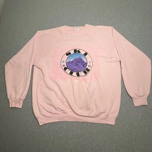 Vtg 1986 Hanes Ski Club Screen Print Pink Sweatshirt | Size XL | Made in USA